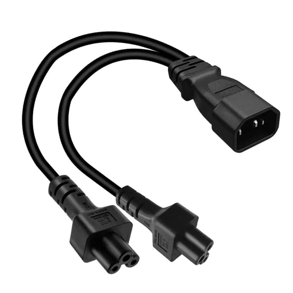 Toptekits C14 to C5+C13 Y Splitter Power Cord 0.3m (1ft) | IEC 320 C14 to C13+C5 Female Splitter — C14 to 2XC5 1ft/30cm