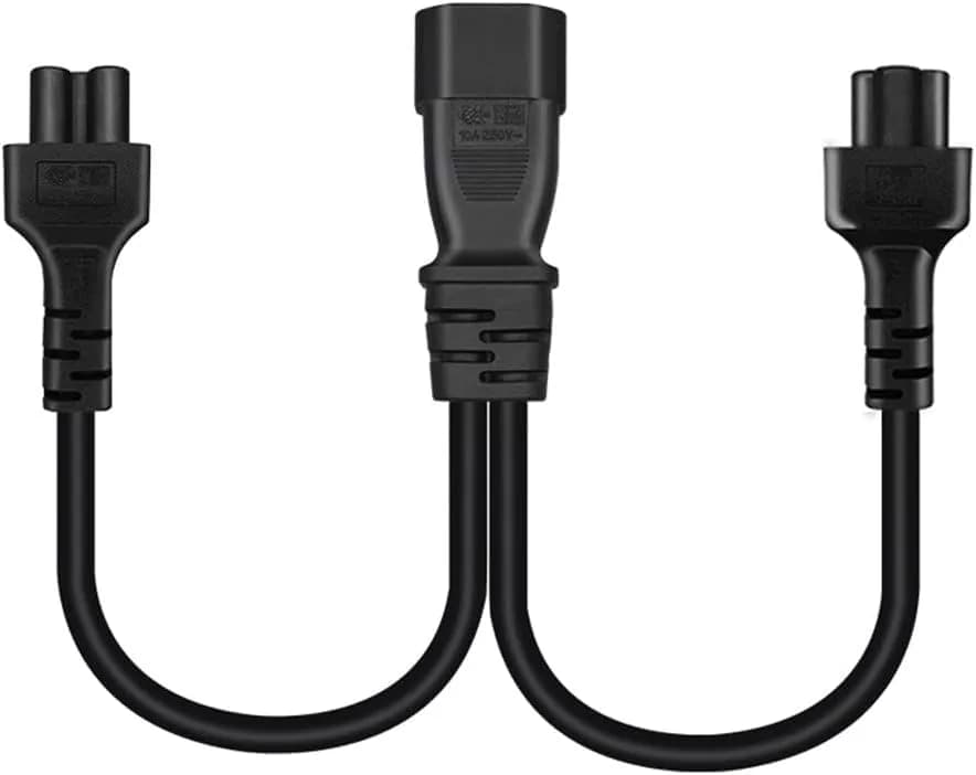 Toptekits C14 to 2xC5 Y Splitter Power Cord 1ft (30cm) | IEC 320 C14 Male to Dual C5 Female Adapter Cable thumbnail 2