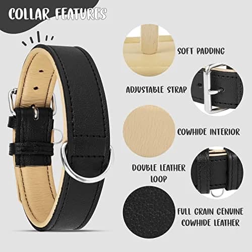 Riparo Heavy Duty Leather Dog Collar XL 21-25" | Adjustable & Durable thumbnail 4