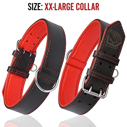 Riparo Adjustable Leather Dog Collar - Heavy Duty Wide Collar for Large Dogs (XL: 1.75" Wide for 21”-25” Neck) thumbnail 4