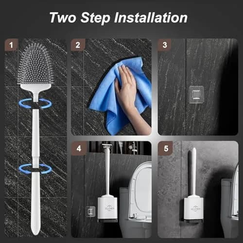 Sellemer Silicone Toilet Brush with Ventilation Holder, 1 Pack Pearl White | Cleans Dead Corners Under Rim thumbnail 7