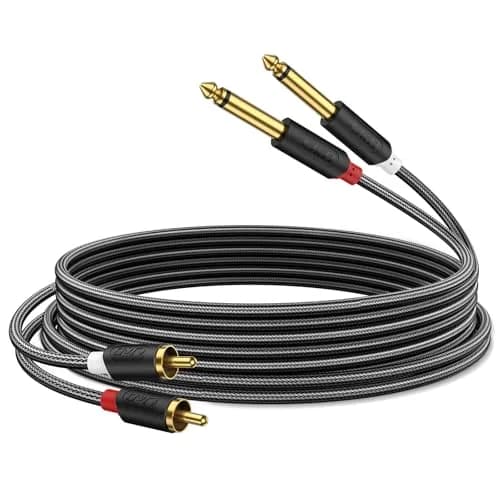 J&D RCA to 1/4" Stereo Audio Interconnect Cable, 3 Feet (0.91m) | Premium Dual Shielding for Pristine Signal thumbnail 1