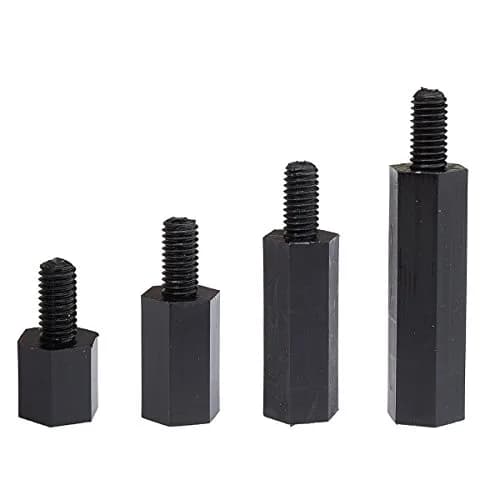 LitOrange M3 Male Female Nylon Hex Spacer Standoff Screw Nut Threaded Pillar PCB Motherboard Assortment Kit (Black) - 320 Pieces thumbnail 4