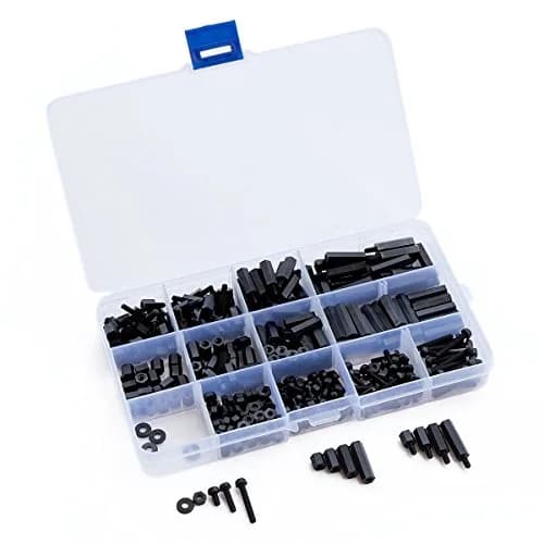 LitOrange M3 Male Female Nylon Hex Spacer Standoff Screw Nut Threaded Pillar PCB Motherboard Assortment Kit (Black) - 320 Pieces thumbnail 7