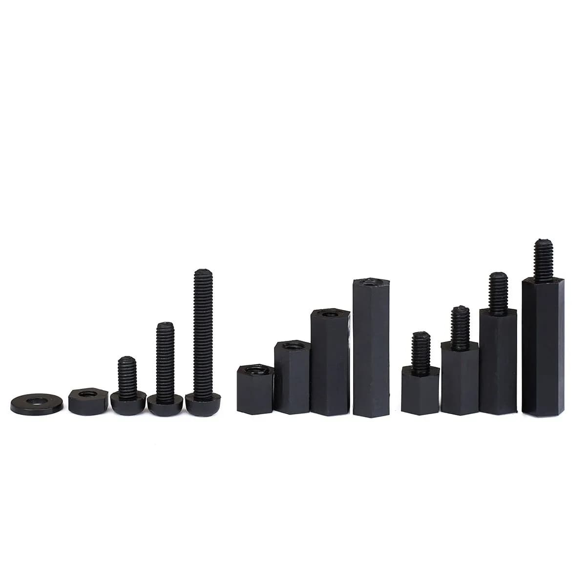 LitOrange M3 Male Female Nylon Hex Spacer Standoff Screw Nut Threaded Pillar PCB Motherboard Assortment Kit (Black) - 320 Pieces - view 2