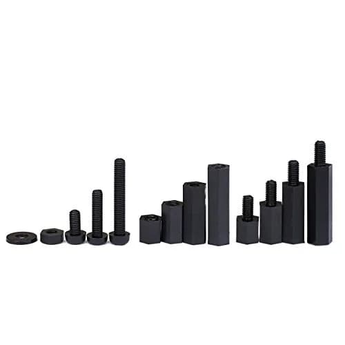 LitOrange M3 Male Female Nylon Hex Spacer Standoff Screw Nut Threaded Pillar PCB Motherboard Assortment Kit (Black) - 320 Pieces thumbnail 2