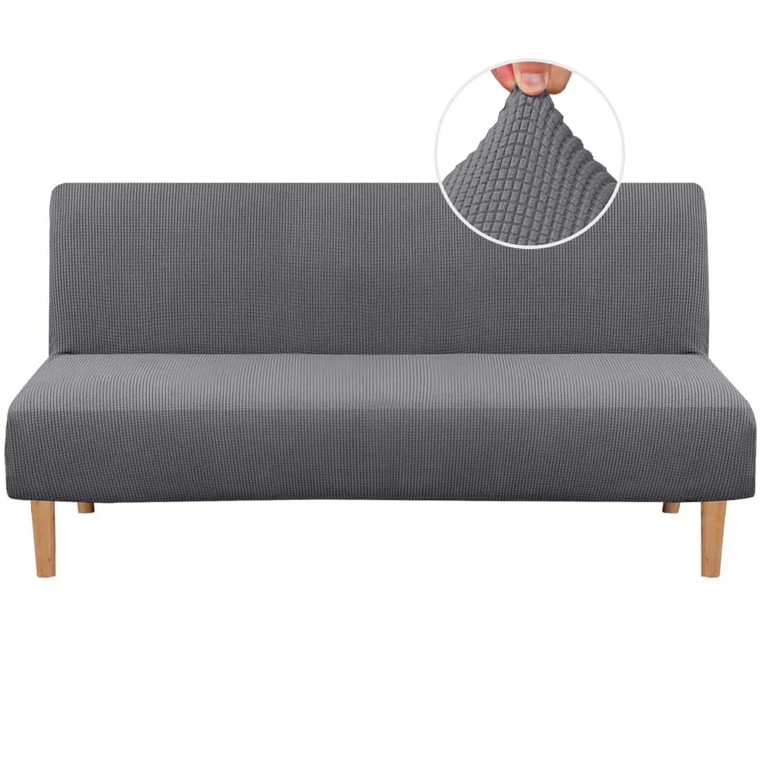 H.VERSAILTEX Armless Futon Cover Stretch Sofa Bed Slipcover Gray | Elastic, Machine Washable — Grey