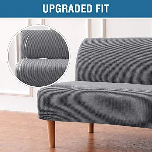 H.VERSAILTEX Armless Futon Cover Stretch Sofa Bed Slipcover Gray | Elastic, Machine Washable thumbnail 3