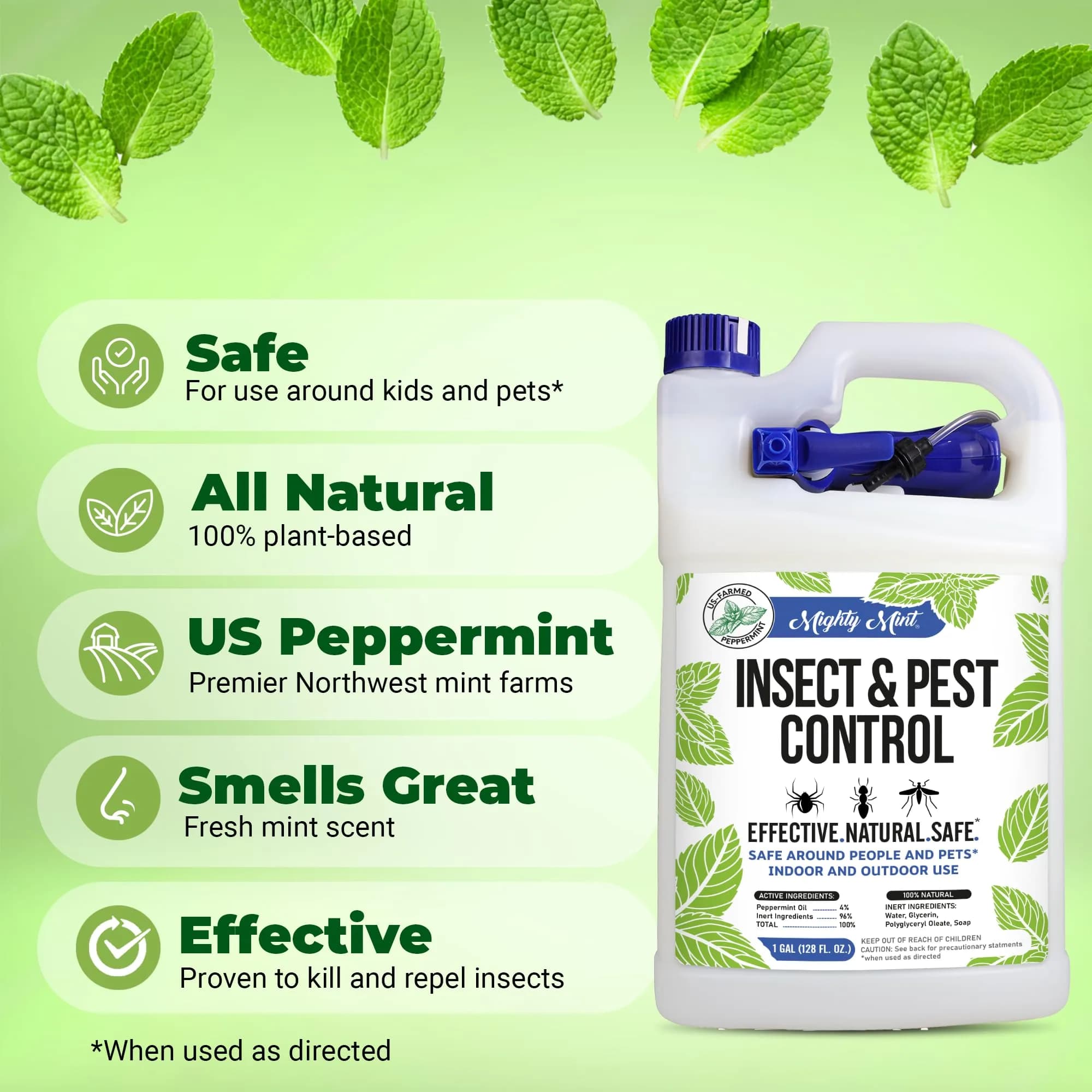 Mighty Mint Peppermint Oil Insect Repellent Spray 3.78 L (128 Fl Oz) | Natural Indoor & Outdoor Bug Control - view 2