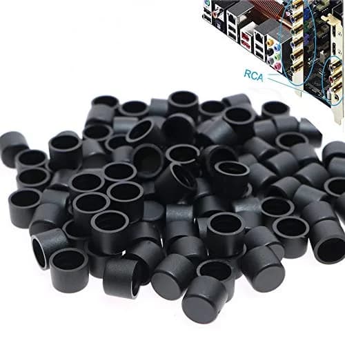 Omama Black 100 Pcs RCA Female Connector Dust Proof Cap Protector Cover | Protects Connectors thumbnail 4