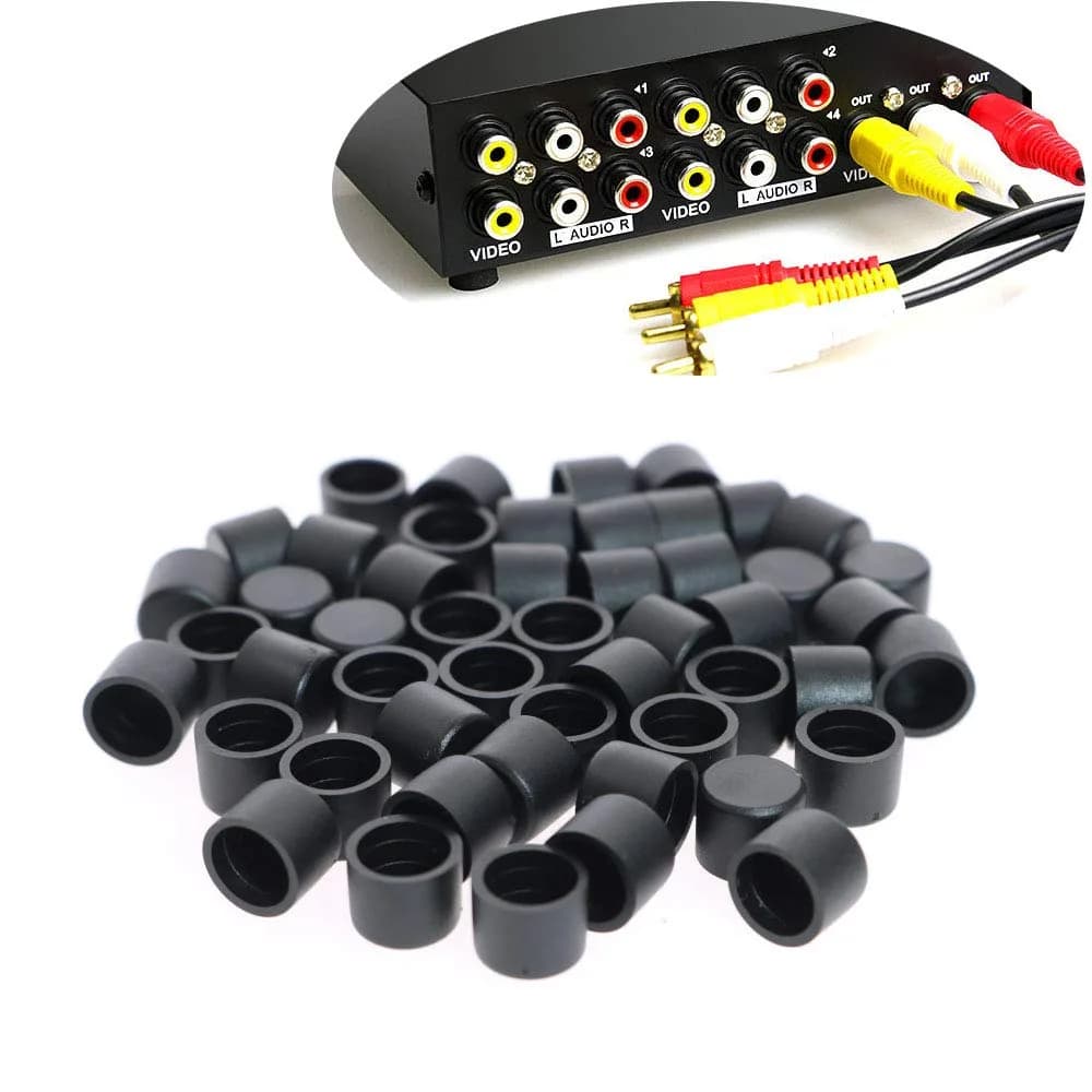 Omama Black 100 Pcs RCA Female Connector Dust Proof Cap Protector Cover | Protects Connectors - view 5
