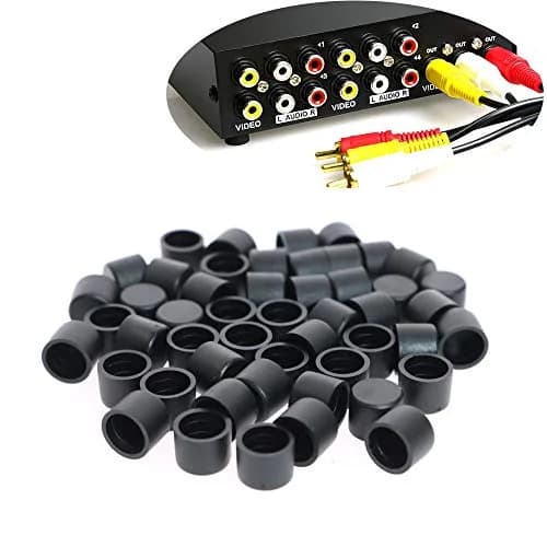 Omama Black 100 Pcs RCA Female Connector Dust Proof Cap Protector Cover | Protects Connectors thumbnail 5