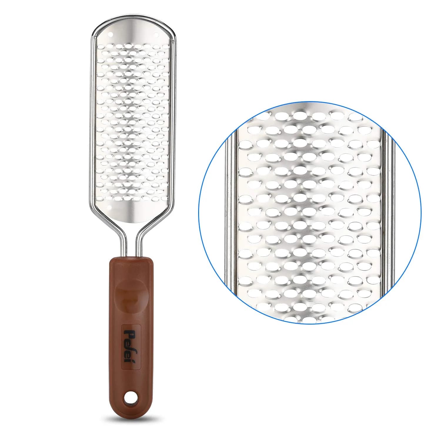 Pefei Pedicure Foot File Stainless Steel Detachable Foot Scrubber | Hard Skin Remover for Wet & Dry Feet — Silver