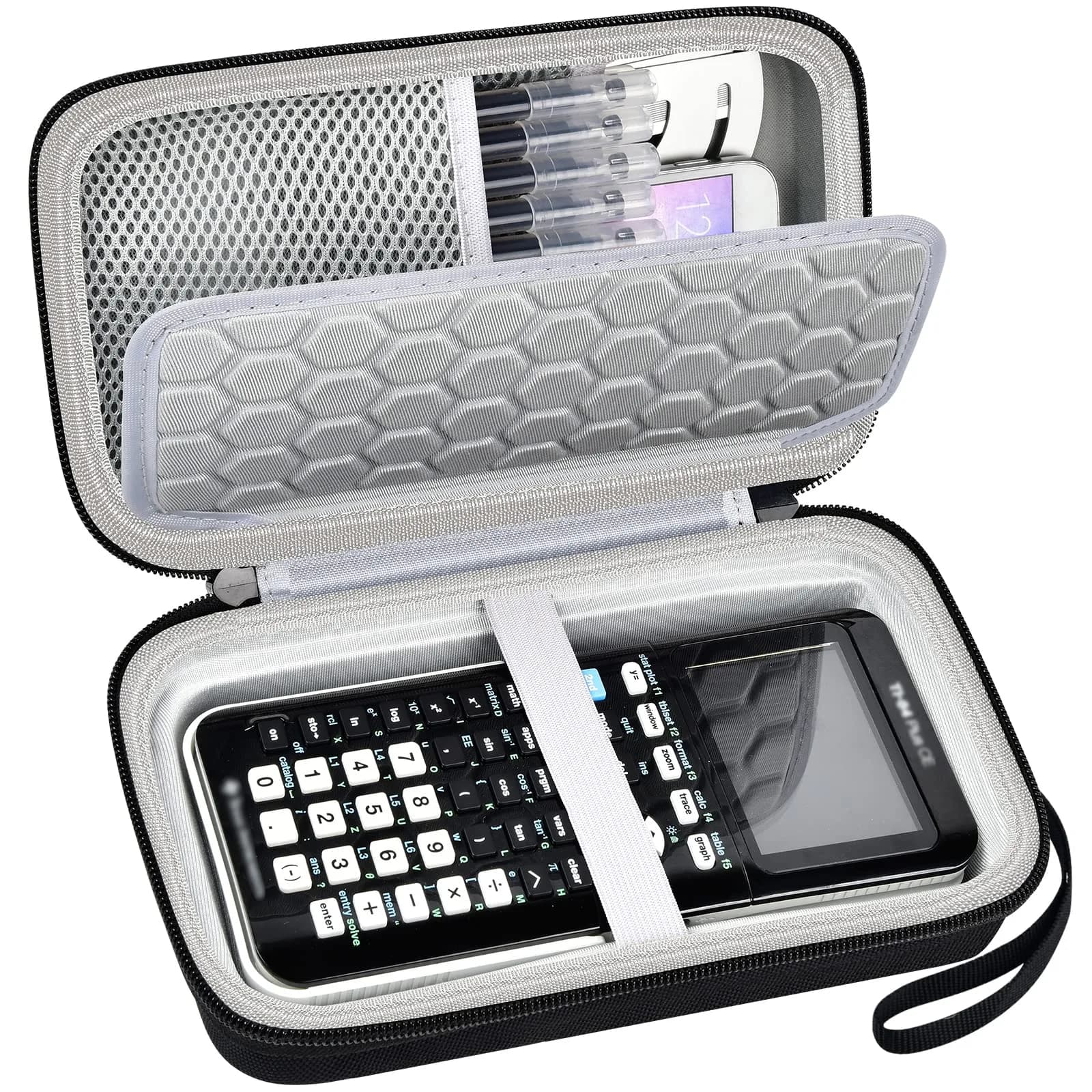 PAIYULE Travel Case for Texas Instruments TI-84 Plus CE / TI-Nspire CX II CAS Graphing Calculators, Large Capacity with Hand Strap (Black, 22.99cm x 12.98cm) — Gray for TI-Nspire CX