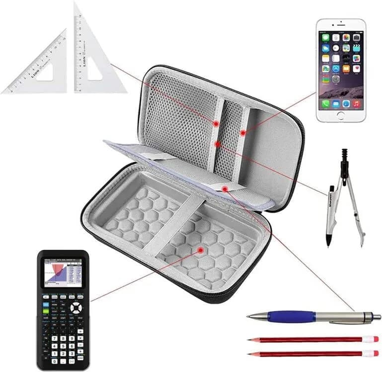 PAIYULE Travel Case for Texas Instruments TI-84 Plus CE / TI-Nspire CX II CAS Graphing Calculators, Large Capacity with Hand Strap (Black, 22.99cm x 12.98cm) thumbnail 5
