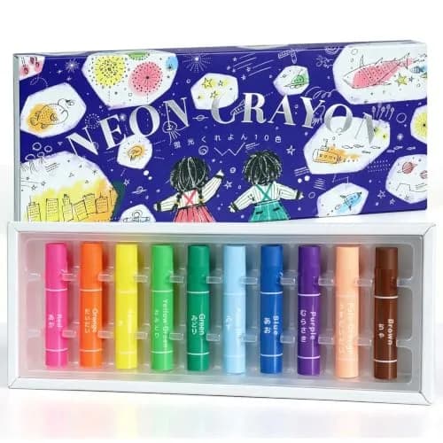 KOKUYO Highlighter Crayons, 10 Colors, KE-AC30 | Fluorescent Gel Crayons for Art & Illustration thumbnail 1