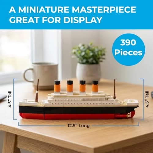 Brick Loot Titanic Building Set 390-Piece Historic Ocean Liner Brick Model | STEM Learning Toy thumbnail 2