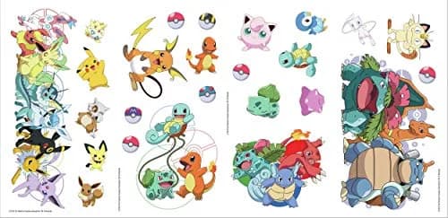 RoomMates Pokemon Character Peel and Stick Wall Decals | Reusable Vinyl Wall Stickers for Kids Room (Pack of 1, 11 Decals, 2-38 inch range) thumbnail 1