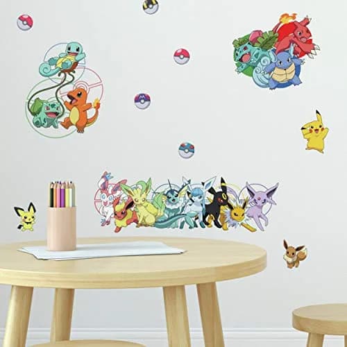 RoomMates Pokemon Character Peel and Stick Wall Decals | Reusable Vinyl Wall Stickers for Kids Room (Pack of 1, 11 Decals, 2-38 inch range) thumbnail 4