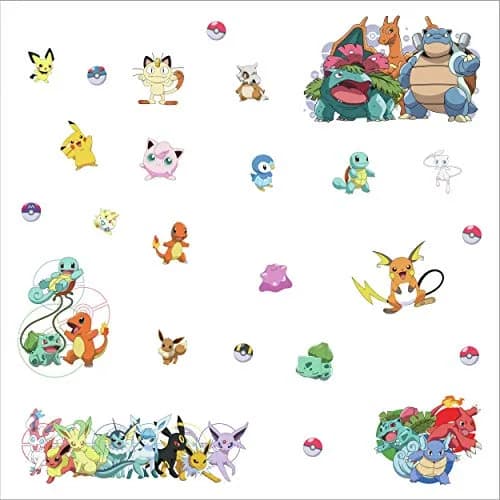RoomMates Pokemon Character Peel and Stick Wall Decals | Reusable Vinyl Wall Stickers for Kids Room (Pack of 1, 11 Decals, 2-38 inch range) thumbnail 2