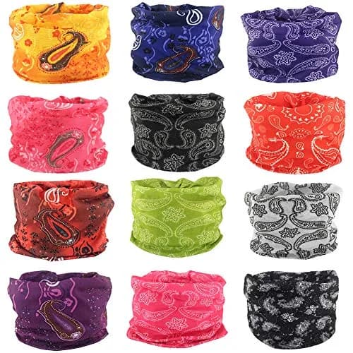 Cutewing Paisley Neck Gaiter UV Headband 12PCS Face Mask Bandanas | Breathable Polyester Microfiber for Sports & Outdoors thumbnail 1