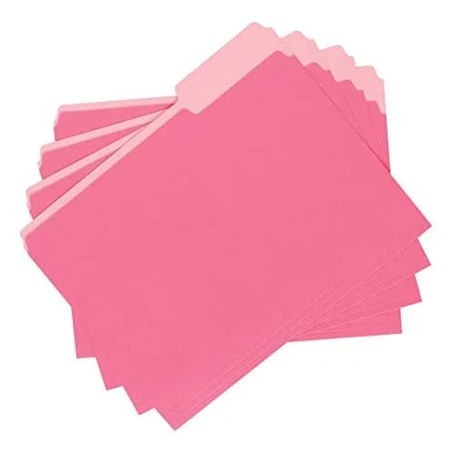Amazon Basics File Folders for Organization, Letter Size, 1/3 Cut Tab, Pink, 36-Pack | Durable Paper Folders for Everyday Filing thumbnail 4