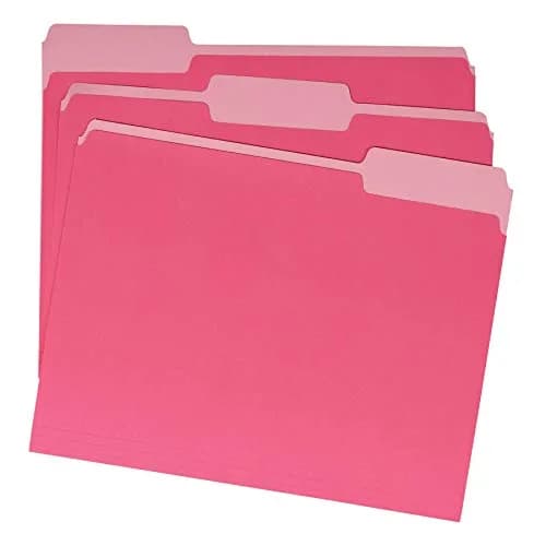 Amazon Basics File Folders for Organization, Letter Size, 1/3 Cut Tab, Pink, 36-Pack | Durable Paper Folders for Everyday Filing thumbnail 2