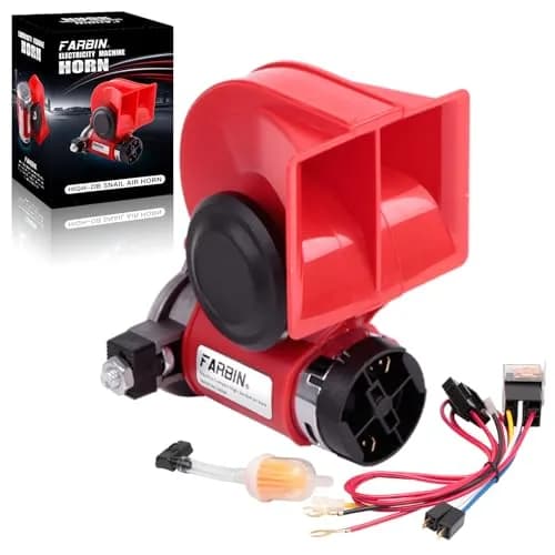 FARBIN 150dB Air Horn with Compressor 12V 1.87 lbs (Red Horn) | Loud Train Horn Kit for Trucks, Cars, Motorcycles thumbnail 1
