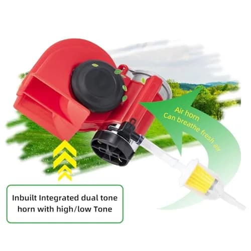 FARBIN 150dB Air Horn with Compressor 12V 1.87 lbs (Red Horn) | Loud Train Horn Kit for Trucks, Cars, Motorcycles thumbnail 2