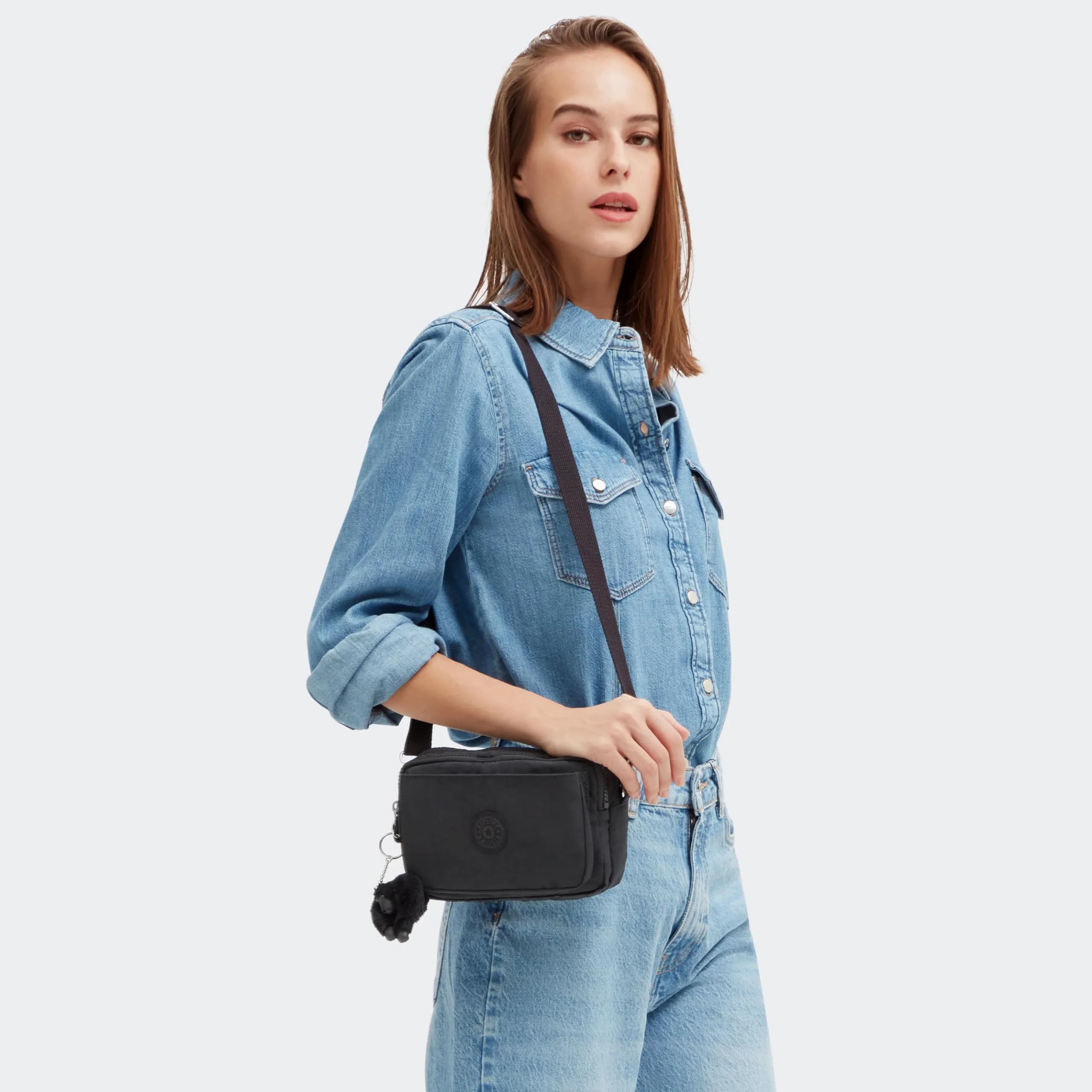 Kipling Women's Abanu Medium Crossbody Bag - Black Noir | Lightweight & Water Resistant - view 2