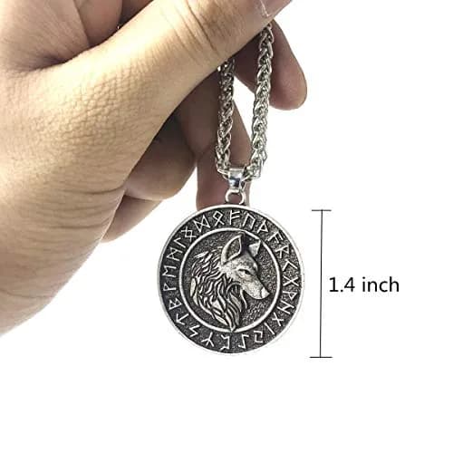 Leprato Viking Talisman Necklace for Men Norse Mjolnir Wolf Compass Valknut Amulet Pendant 24 inch | Nordic Viking Jewelry thumbnail 4