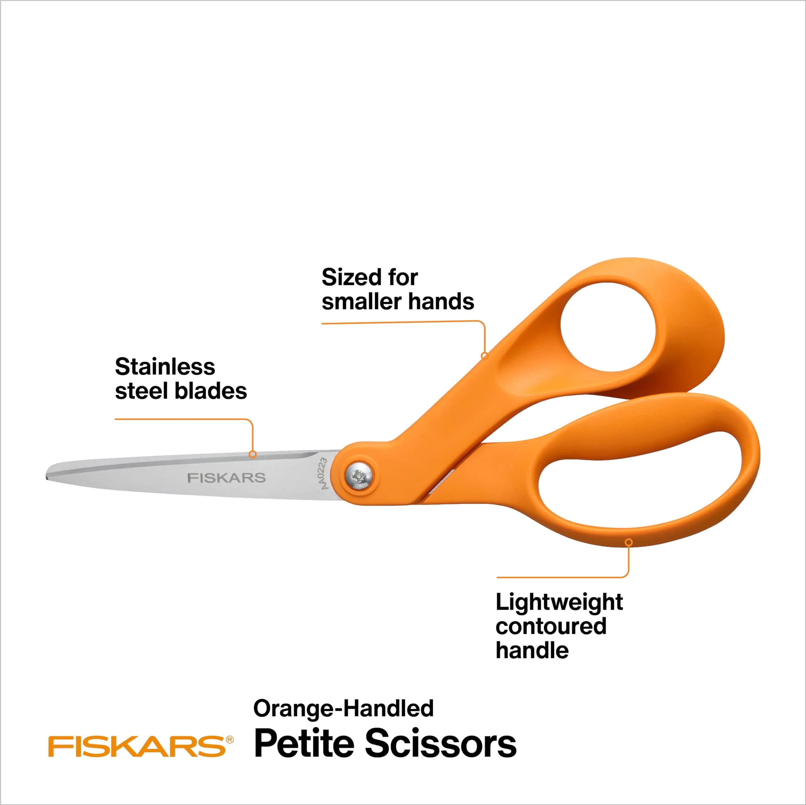 Fiskars Petite Original Orange-Handled Fabric Scissors 7 Inch (17.78 cm) | Precision Cutting for Sewing & Crafts - view 2