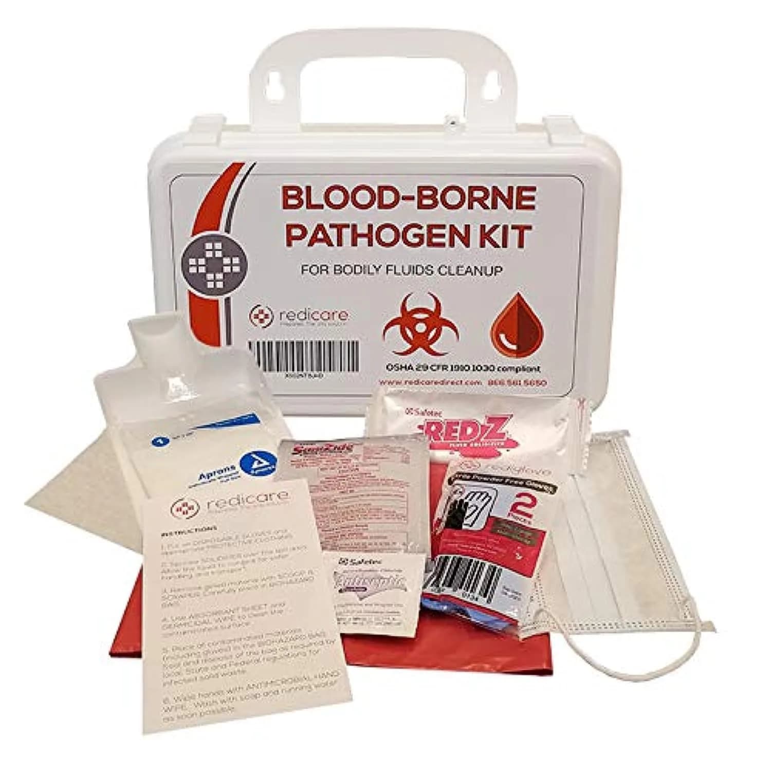 Redicare Bloodborne Pathogen Cleanup Kit 11-Piece Set | OSHA Compliant Biohazard Spill Response