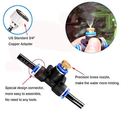 2RZ Misting Cooling System Kit 8M | Outdoor Mist System with Brass Nozzles for Garden & Patio thumbnail 2