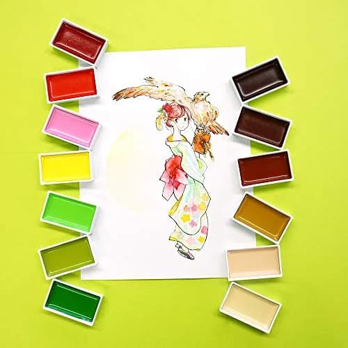 Kuretake Gansai Tambi Watercolor Paint Set, 48 Vivid Colors, Solid Pans | Professional Grade Art Paint thumbnail 5