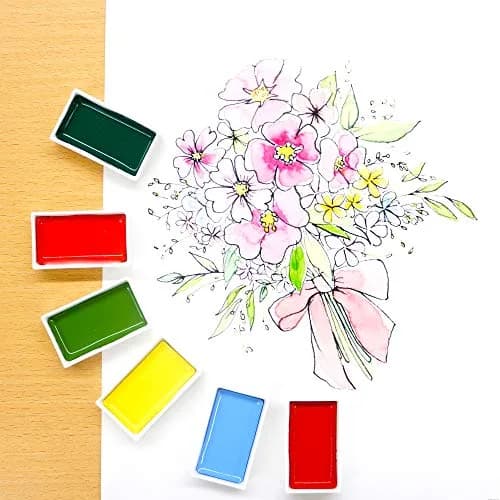 Kuretake Gansai Tambi Watercolor Paint Set, 48 Vivid Colors, Solid Pans | Professional Grade Art Paint thumbnail 6