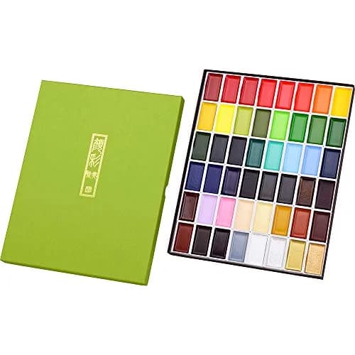 Kuretake Gansai Tambi Watercolor Paint Set, 48 Vivid Colors, Solid Pans | Professional Grade Art Paint thumbnail 1