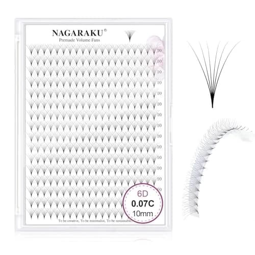 NAGARAKU 6D Premade Volume Fans 0.07 C Curl 10mm 320 Fans | Professional Salon Lash Extensions thumbnail 1