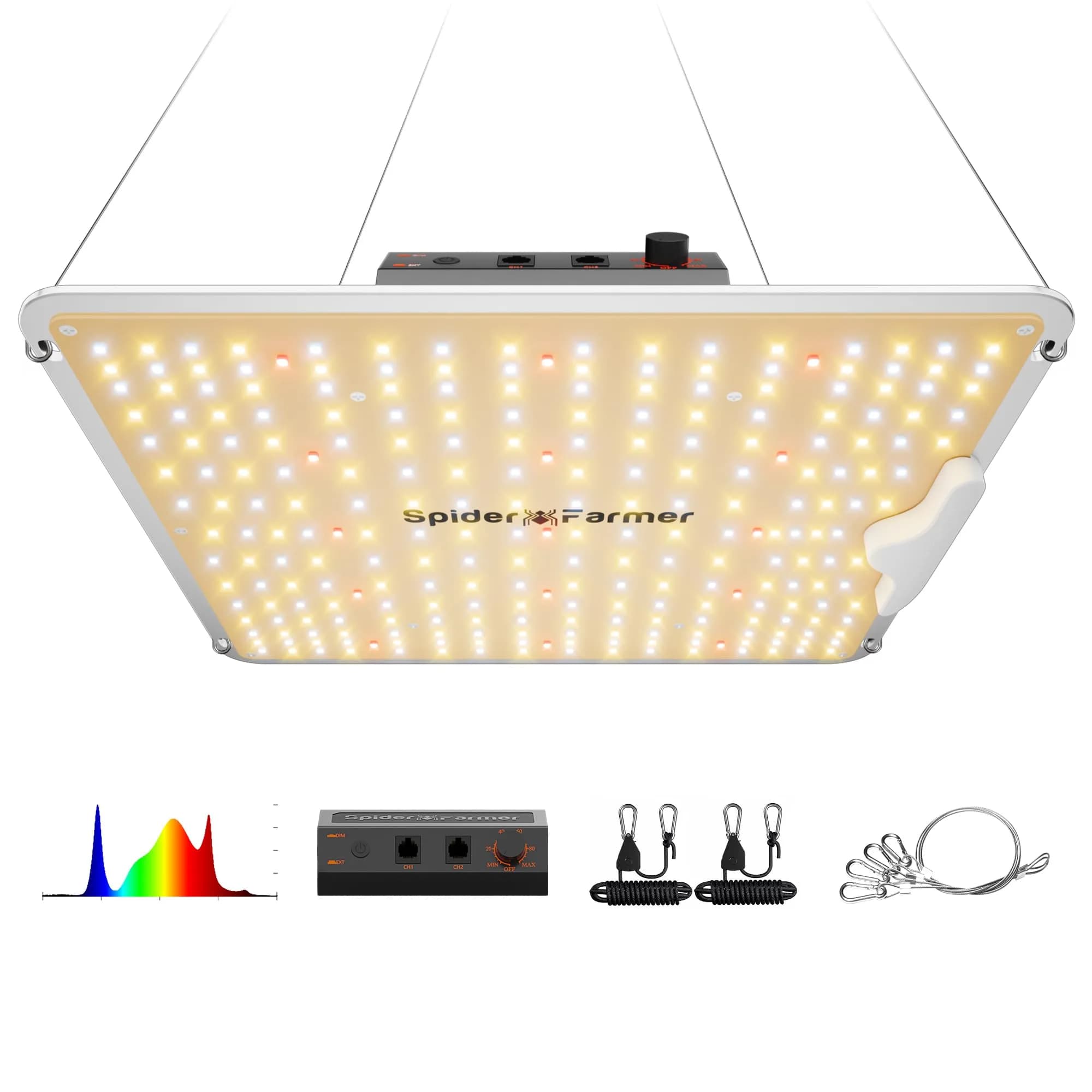 Spider Farmer SF2000 LED Grow Light 200W 2x4 ft Coverage | Full Spectrum Dimmable for Indoor Plants — 2x2