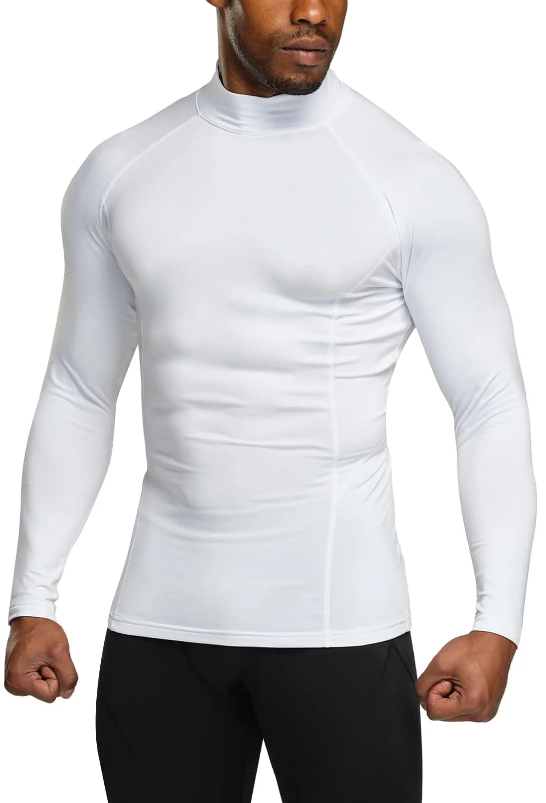 TSLA Men's Thermal Long Sleeve Compression Shirts | Mock/Turtleneck Winter Sports Base Layer Top, Small