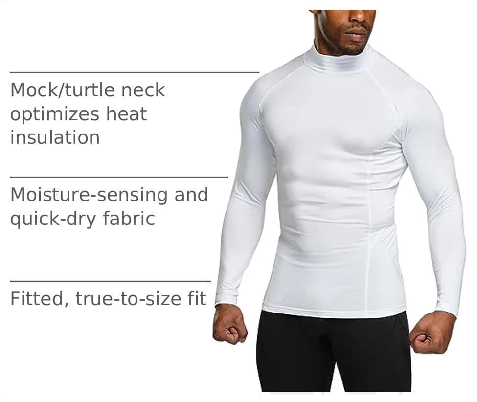 TSLA Men's Thermal Long Sleeve Compression Shirts | Mock/Turtleneck Winter Sports Base Layer Top, Small thumbnail 5
