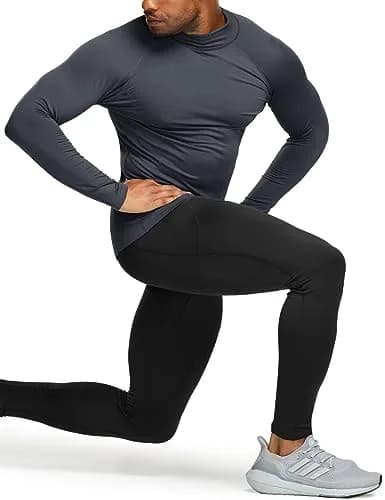 TSLA Men's Thermal Long Sleeve Compression Shirts | Mock/Turtleneck Winter Sports Base Layer Top, Charcoal, X-Small thumbnail 6