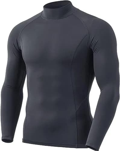 TSLA Men's Thermal Long Sleeve Compression Shirts | Mock/Turtleneck Winter Sports Base Layer Top, Charcoal, X-Small thumbnail 7
