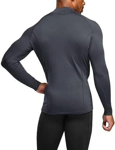 TSLA Men's Thermal Long Sleeve Compression Shirts | Mock/Turtleneck Winter Sports Base Layer Top, Charcoal, X-Small thumbnail 2