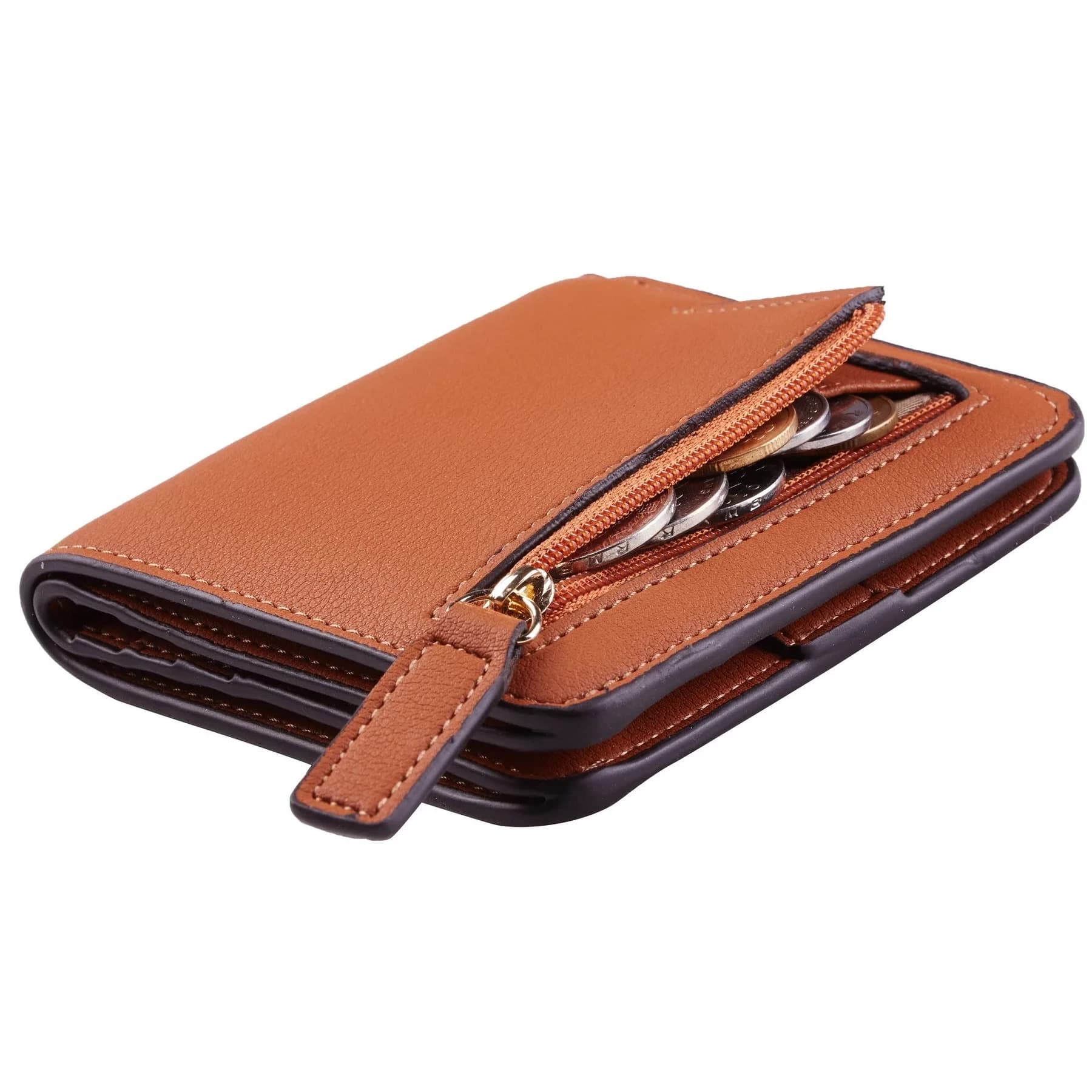 Toughergun Women's Slim Leather Bifold Wallet with RFID Protection - 13 ReNapa Tan — 13 ReNapa Tan