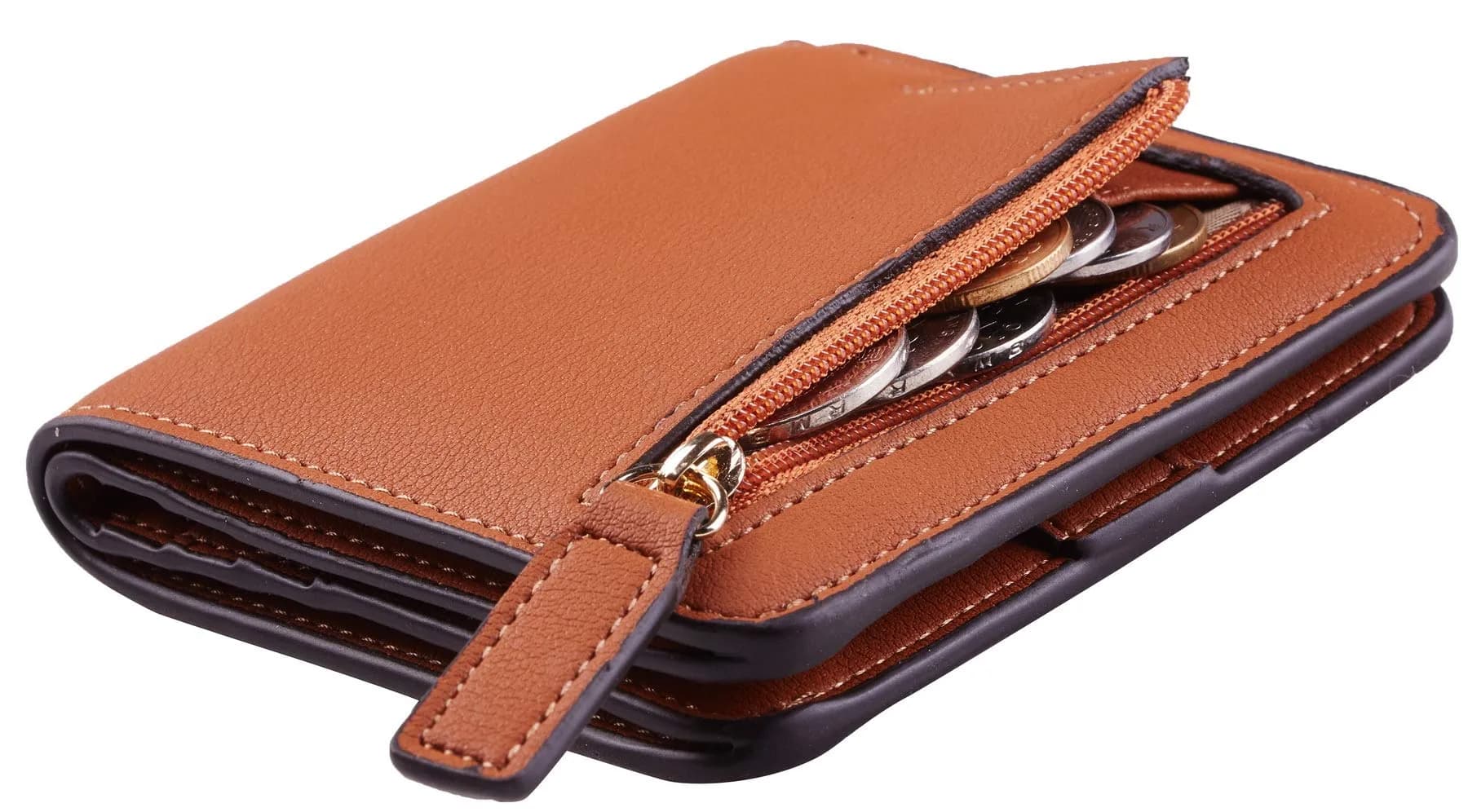 Toughergun Women's Slim Leather Bifold Wallet with RFID Protection - 13 ReNapa Tan - main product image