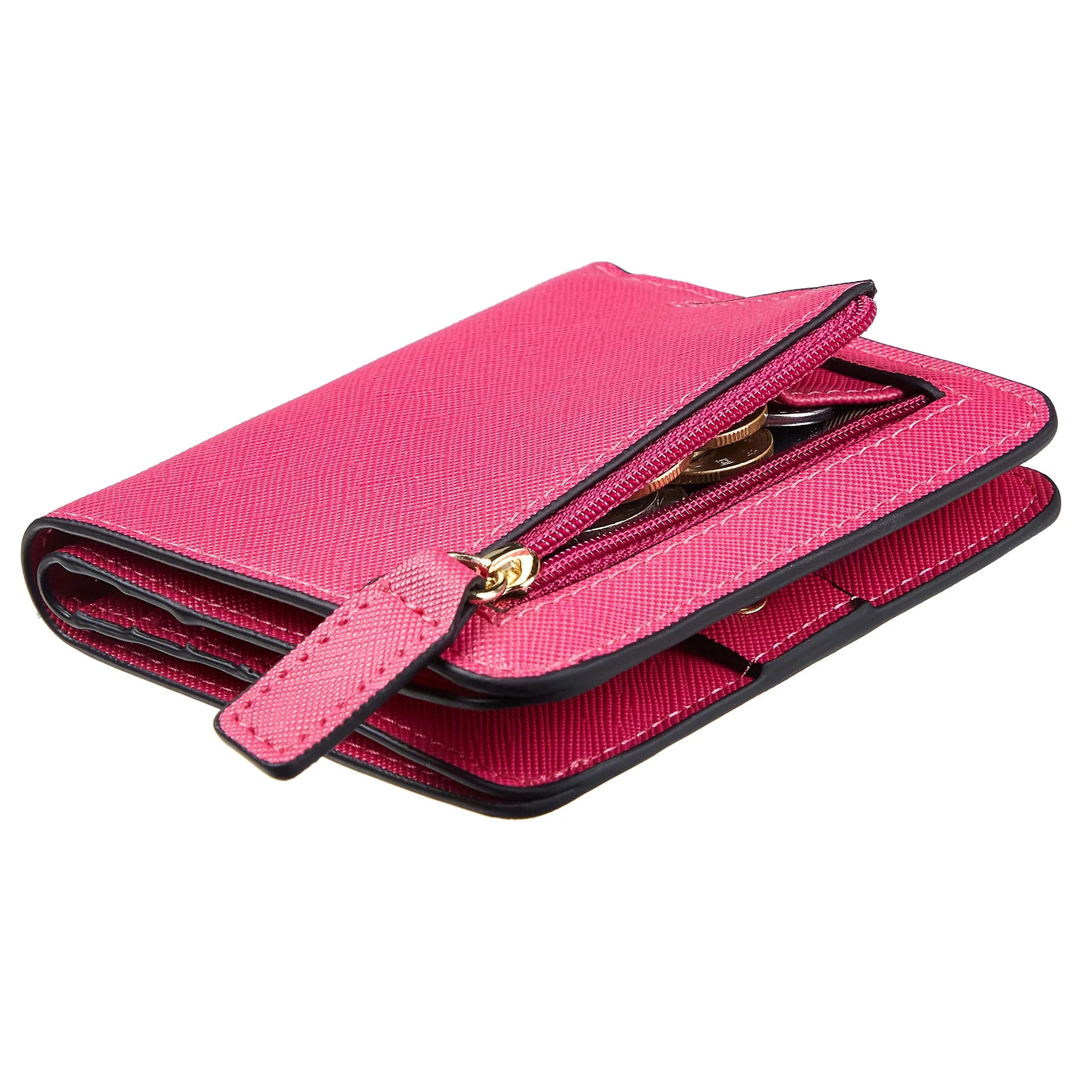 Toughergun CH Rose Red Slim Leather Wallet for Women - Compact RFID Blocking Bifold Mini Purse