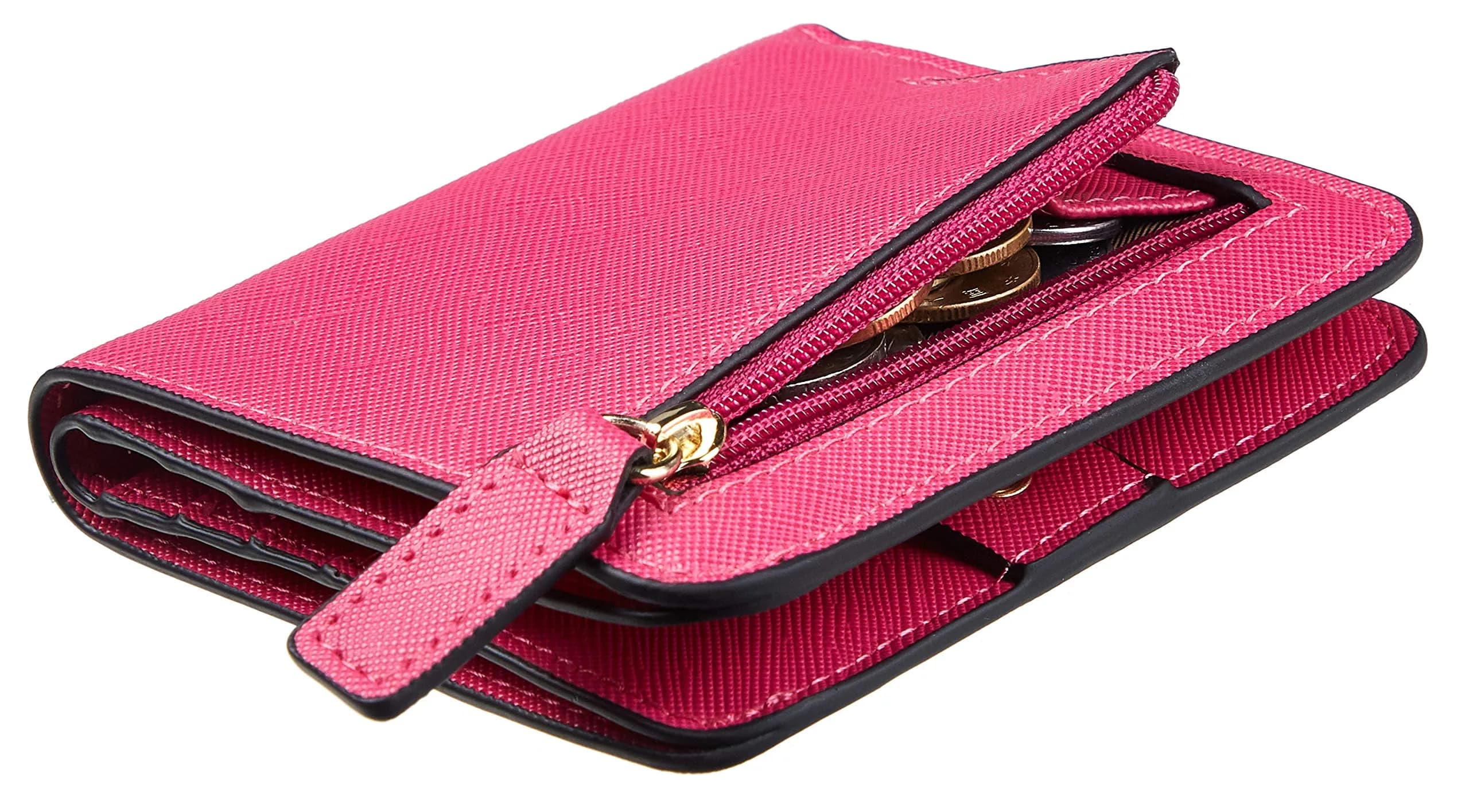 Toughergun CH Rose Red Slim Leather Wallet for Women - Compact RFID Blocking Bifold Mini Purse - main product image