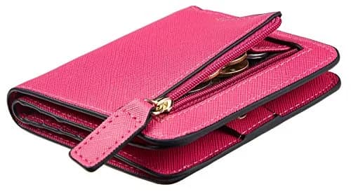 Toughergun CH Rose Red Slim Leather Wallet for Women - Compact RFID Blocking Bifold Mini Purse thumbnail 1