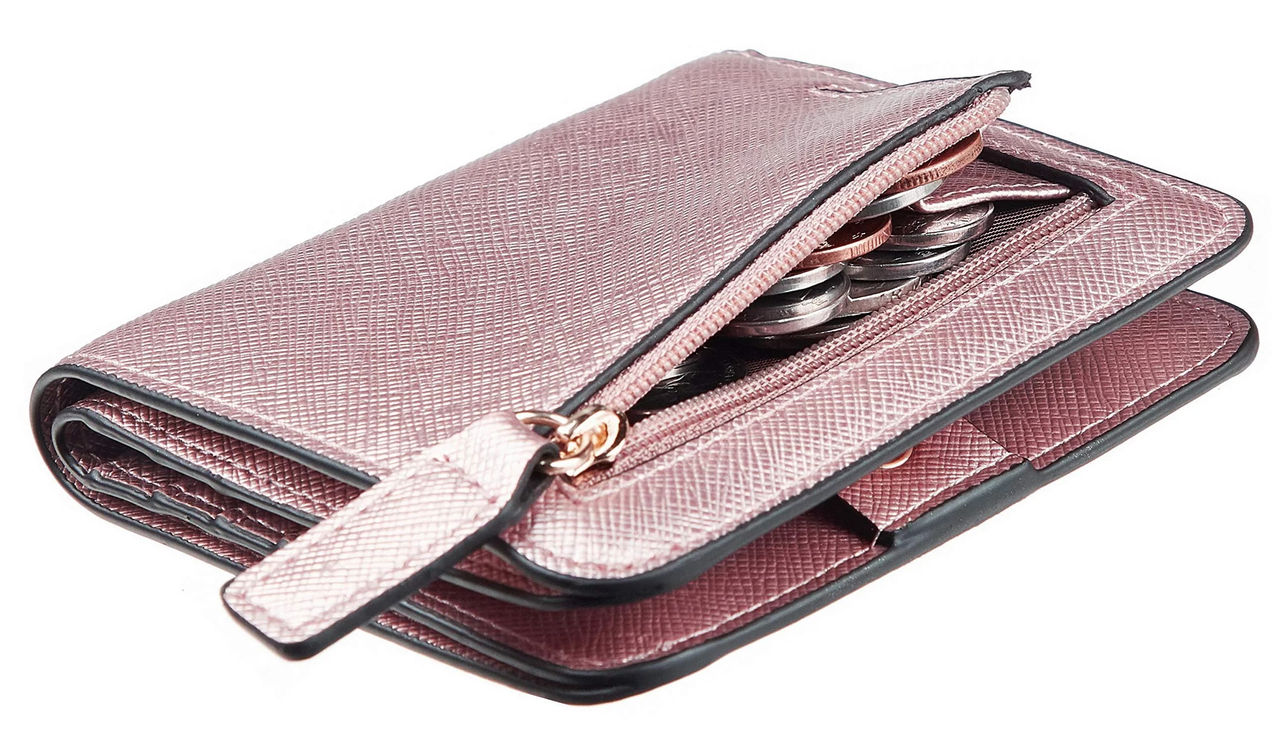 Toughergun Women's Slim Leather Wallet - SL Rose Gold, RFID Blocking, Compact Bifold Mini Purse - main product image